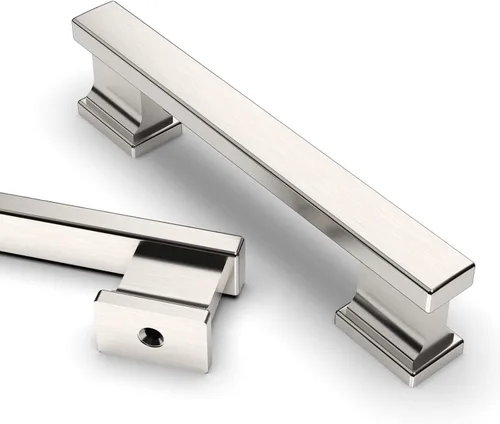 Vista 14 de Asidrama - Paquete de 6 manijas de gabinete de cocina color latón cepillado de 3.75 pulgadas (96mm), tiradores para gabinete, accesorios