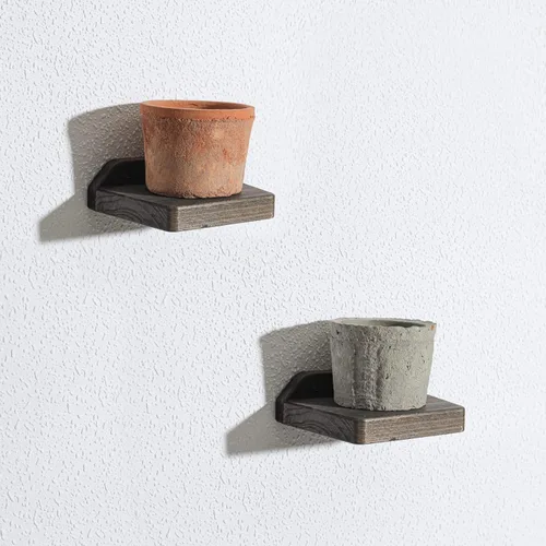 Vista 6 de Freezing point Pequeños estantes flotantes para pared, juego de 2 estantes pequeños de madera natural de 5 pulgadas, decoración de plantas