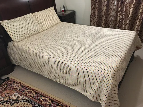 Vista 7 de El juego de 4 sábanas de 500 hilos con estampado floral azul de polialgodón de lujo incluye: 1 plano, 1 sábana bajera y 2 fundas de almohada, juego
