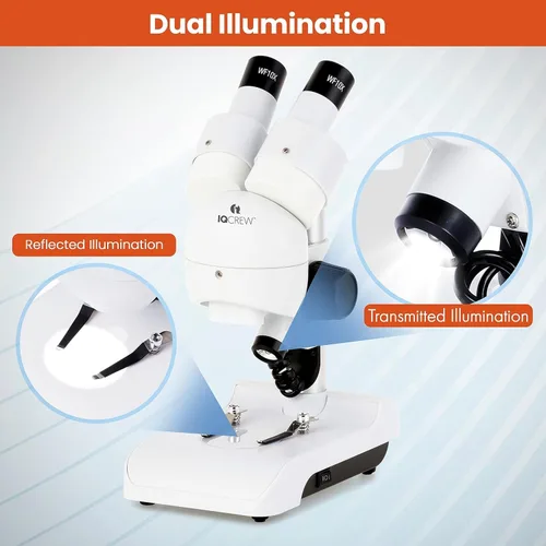 Vista 6 de AmScope - Microscopio estéreo portátil todo en uno de lujo 30X con doble iluminación LED y kit de accesorios - SE122