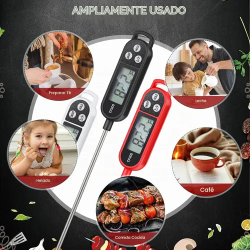 Vista 5 de Termómetro de alimentos impermeable Copkim con sonda larga, termómetro digital para carne, agua, líquido, vela y cocina de lectura instantánea