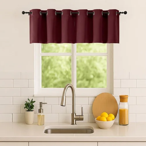 Vista 227 de Simplebrand Juego de 2 paneles de cenefa aguamarina para ventana de cocina de 14 pulgadas de largo, cortinas de oscurecimiento de habitación