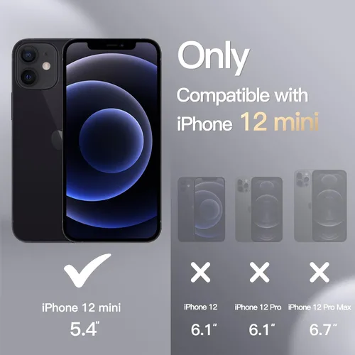 Vista 2 de JETech Funda de silicona para iPhone 12 mini, color negro Tacto suave y sedoso, protección a prueba de golpes, resistente a los arañazos, forro