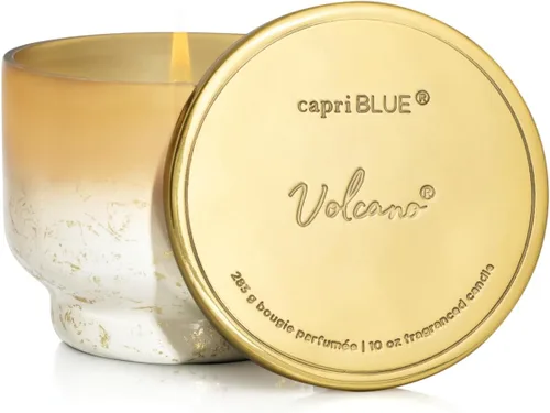 Vista 14 de Capri Blue Glimmer Mini Tin - Vela perfumada a manzana con mini portavelas, mezcla de cera de soja, Capri Blue Apple Cider Social Red and Gold