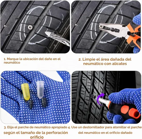 Vista 3 de Kit de reparación de tornillos para neumáticos de 100 piezas – Sin necesidad de quitar el neumático, kit de reparación de pared lateral