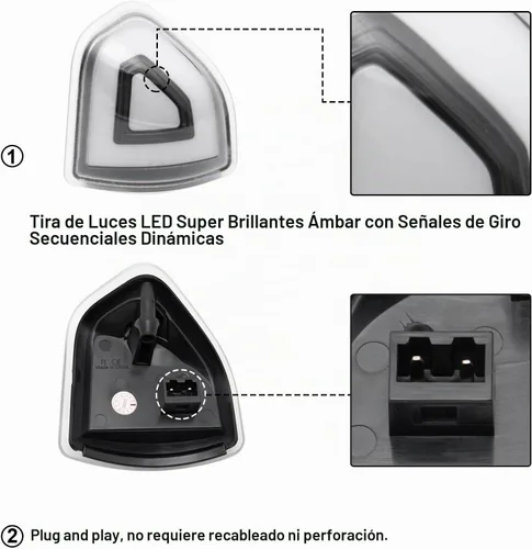 Vista 5 de Luces LED de Señal de Giro para Espejo Lateral Compatible con Ram 1500 2010-2023/para Ram 1500 Classic 2019-2022/para Ram 2500 2010-2018/para Ram