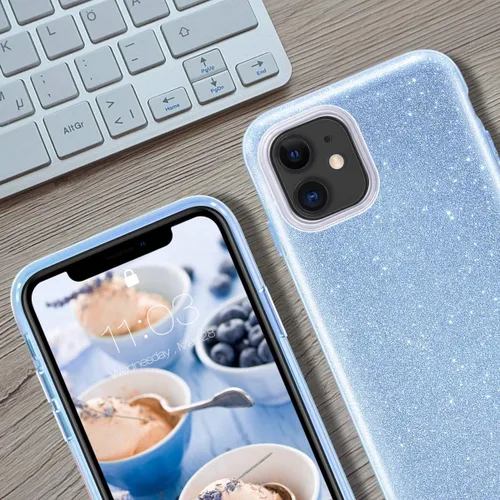 Vista 5 de MATEPROX - Carcasa para iPhone 11 y 2019, de 6.1" diseño de brillantes para niñas y mujeres, Azul