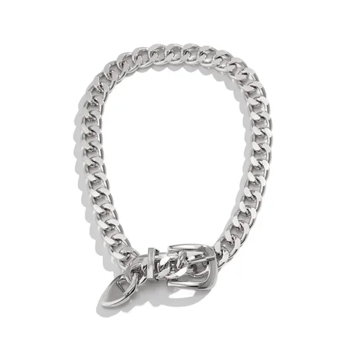 Vista 3 de Kercisbeauty Gargantilla de cadena gruesa estilo cinturón plateado para mujeres y niñas, joyería punk para ocasiones especiales, Metal, No es una