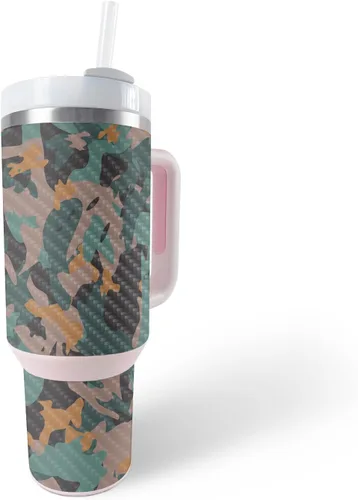 Vista 8 de MightySkins - Funda de fibra de carbono compatible con el vaso Stanley The Quencher H2.0 FlowState de 40 onzas, vida útil, acabado de fibra