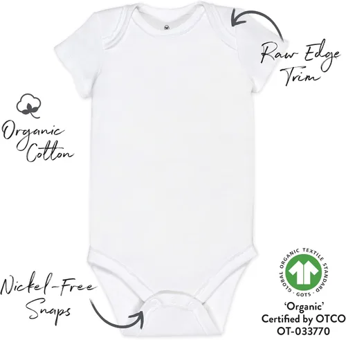 Vista 5 de HonestBaby baby-girls 5-pack Short Sleeve Bodysuits One-piece 100% Organic Cotton for Infant Baby Girls