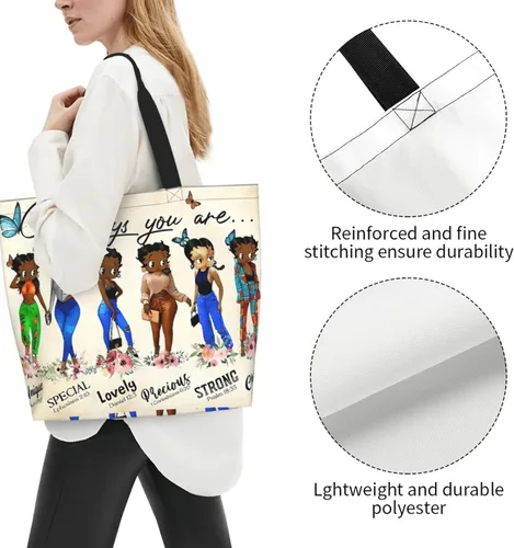 Vista 4 de Bolso de mano para mujer, bolso de mano afroamericano, bolso de hombro negro Queen para mujer, bolso de hombro casual, calidad premium