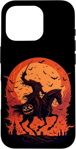 Vista 20 de Halloween Scary Pumpkin Headless Horseman Case for iPhone 17