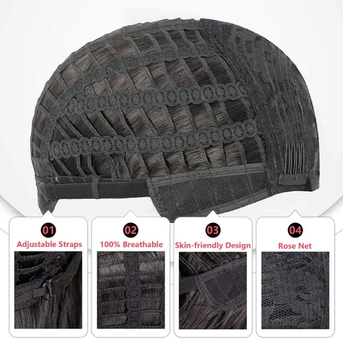 Vista 6 de Pelucas estilo melena corta para las mujeres, corto recto, linda peluca natural, resistente al calor, sintética, pelucas para fiesta, uso diario