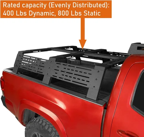 Vista 4 de Hooke Road - Barra de cama alta de 12.2" para camionetas de tamaño completo con rieles de cama - Compatible con Toyota Tundra 07-23 y Toyota Tacoma