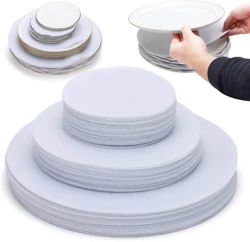 Vista 12 de Imncya Separadores de platos, juego de 60 y 3 tamaños diferentes, separadores de placas de fieltro suave grueso y premium para China, plato, Gris