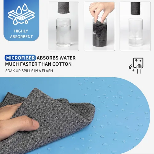 Vista 4 de MR.SIGA Paños de limpieza con patrón de gofres, paños de limpieza de microfibra absorbentes reutilizables, toallas de cocina de microfibra sin Gris