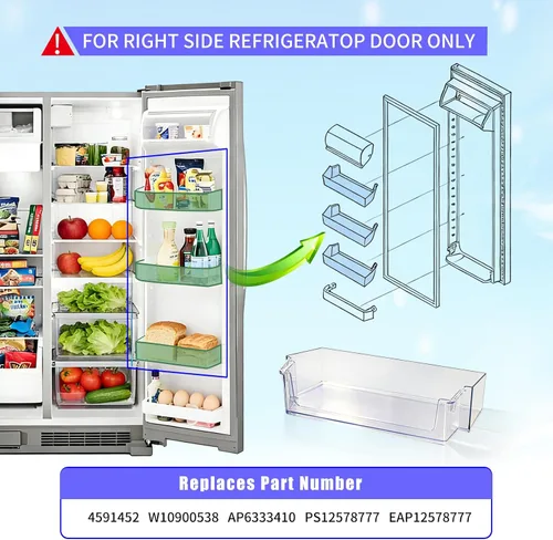 Vista 3 de 2 unidades mejoradas W11239961 W10900538 para puerta de refrigerador compatibles con refrigerador Whirlpool, reemplazo 4591452, AP6333410