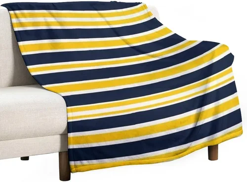 Vista 26 de Manta de rayas náuticas amarillas y azul marino, moderna, ultrasuave, manta de microfibra para sofá, cama para niños y adultos, 30 x 40 pulgadas