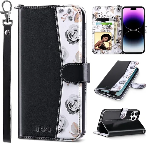 Vista 34 de ULAK Compatible con iPhone 14 Funda Cartera para Mujeres, Cubierta Plegable de Cuero PU Premium con Portador de Tarjetas, Función de Soporte Funda