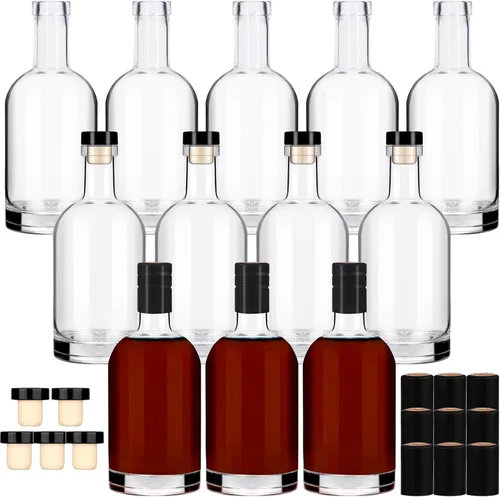 Vista 7 de Botella de Vino 3PCS 750 ML Botellas de Vidrio con Tapas 25 oz Botellas de Vidrio Transparente con Corcho Botella de Vino Vacía con Tapón
