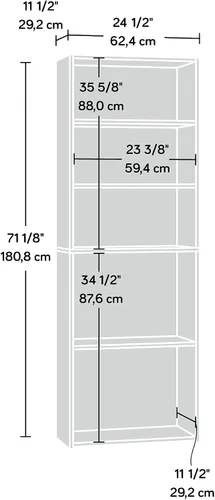 Vista 3 de Sauder Beginnings Estantería de 5 Estantes, Librero con Estantes de Almacenamiento Ajustables, en Brook Cherry