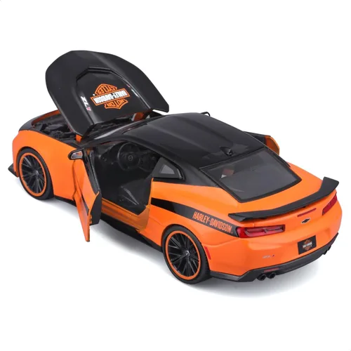 Vista 3 de Maisto 1:24 H-D Custom - Chevrolet Camaro ZL1 2017, Negro/Naranja