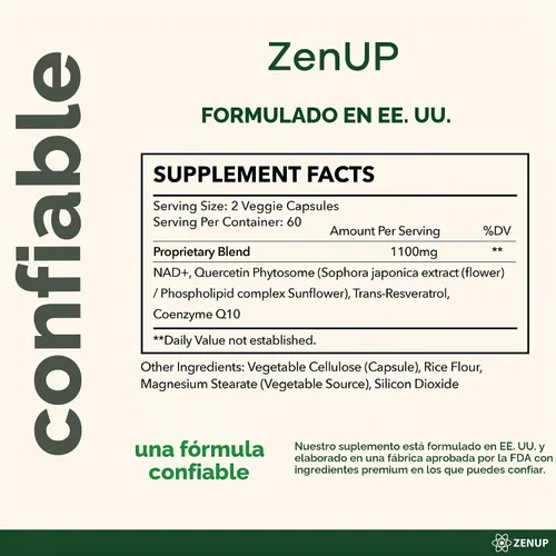 Vista 6 de NAD+ Suplemento 1100 mg NAD con resveratrol y quercetina Enfoque mental 120 cápsulas