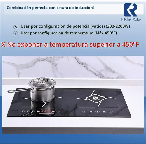 Vista 4 de KitchenRaku 2 alfombrillas protectoras de silicona para placa de inducción