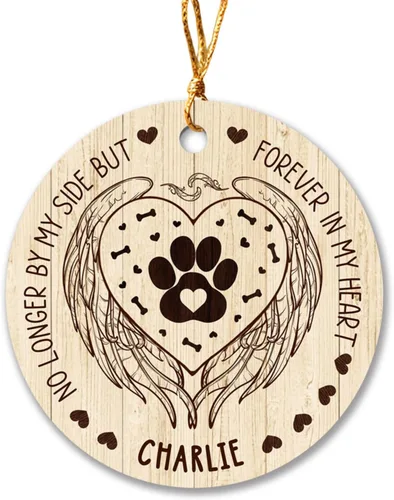 Vista 8 de Adorno de Navidad conmemorativo personalizado para mascotas, perros y gatos, A Piece of My Heart is at Rainbow Bridge, adorno de Navidad con nombre