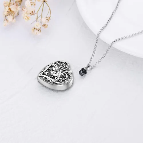 Vista 2 de SOULMEET Joyería de cremación para cenizas, collar de urna de plata de ley para cenizas, mujeres y hombres, joyería de recuerdos para mantener a