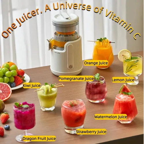 Vista 8 de Portable Electric Citrus Juicer, Efficient Extraction for Oranges Lemons Limes, Hands-Free One-Touch Operation, USB Rechargeable & Easy Clean, Mini