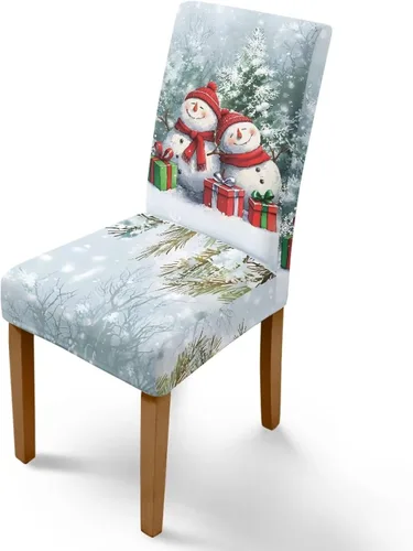 Vista 131 de Rnyleeg Fundas navideñas para sillas de comedor, fundas de asiento de comedor con estampado de campanas brillantes, juego de 1 funda suave y lavable