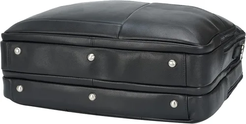 Vista 6 de Maletín grande de cuero de negocios para hombres 18 pulgadas de cuero de napa, maletín mensajero para portátil de 17.3 pulgadas (negro)
