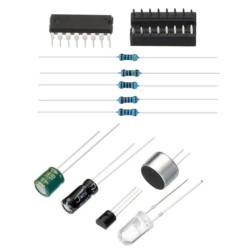 Vista 5 de PATIKIL Tablero de práctica de soldadura, 1 juego de electrónica prototipo placa PCB circuito de soldadura DIY control de voz LED luz