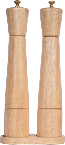 Vista 10 de Molinillo de pimienta, molinillo de pimienta con molinillo ajustable de acero inoxidable, madera de goma de 12.6 in de altura, diámetro inferior