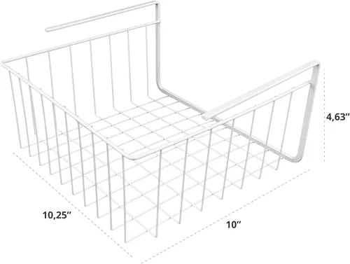 Vista 2 de Southern Homewares Juego de 4 cestas de almacenamiento de alambre blanco para debajo del gabinete, almacenamiento colgante para cocina, despensa