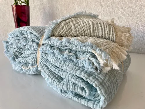 Vista 6 de Fundas de almohada 100% de muselina de algodón, 4 capas de algodón turco suave, solo fundas de almohada, no incluye manta ni colcha