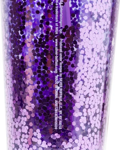 Vista 5 de Silver Buffalo Bratz Drama Mama con Cloe, Yasmin, Jade y Sasha - Vaso de plástico con confeti para bebidas frías, con tapa y popote, 32 onzas