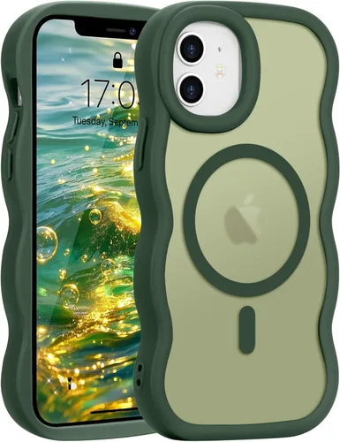 Vista 100 de Pepmune - Funda para iPhone 12 Pro Max con marco ondulado y estructura rígida, color mate claro, cubierta trasera unisex, compatible con Magsafe