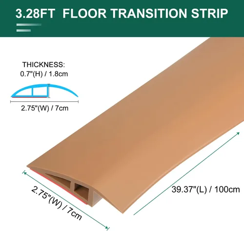 Vista 2 de uxcell Tira de transición de suelo autoadhesiva, alfombra de PVC de 2.75 pulgadas de ancho a azulejos, tira de transición para bordes laminados
