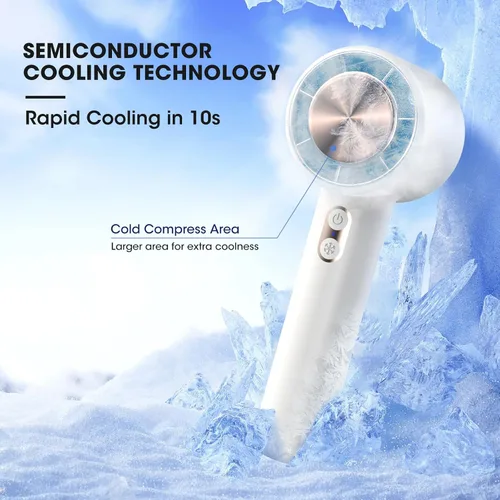 Vista 2 de Ventilador de refrigeración portátil de mano, ventiladores de mano turbo 2 en 1, mini aire acondicionado de alta velocidad con 13000 RPM, ventilador