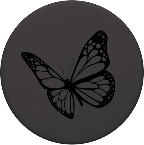 Vista 3 de PopSockets de mariposa negro gris intercambiable PopGrip