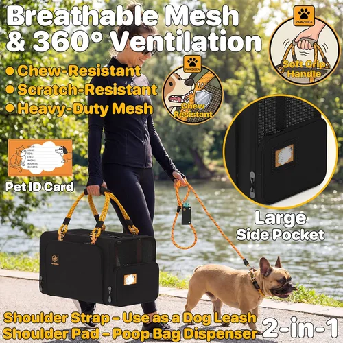Vista 4 de PAWZIDEA Transportador de mascotas expandible aprobado por aerolíneas, transportador de perros pequeños de 18 x 11 x 11 pulgadas, transportador