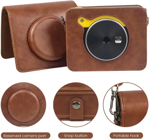Vista 3 de Funda protectora para cámara instantánea e impresora fotográfica Kodak Mini Shot 3, piel sintética, con correa ajustable extraíble