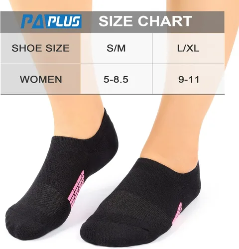 Vista 2 de PAPLUS Calcetines invisibles para mujer, 6 pares, antideslizantes, acolchados, con soporte de arco