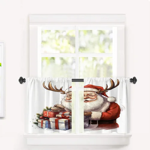 Vista 71 de Cortinas opacas de poliéster multicapa marrón con diseño de bosque natural, 2 unidades, 26 x 24 pulgadas