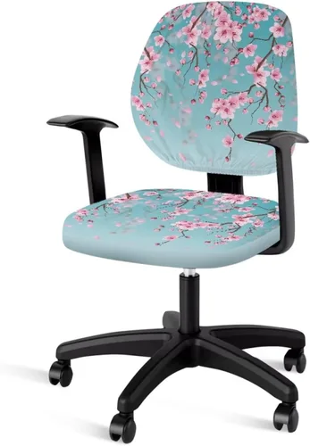 Vista 13 de Funda para silla de oficina de mármol azul, funda para silla de escritorio, sin brazos, fundas para sillas de computadora, 2 piezas, tela elástica