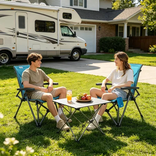 Vista 2 de SUNNYFEEL Silla de camping plegable de respaldo alto 500 libras con marco