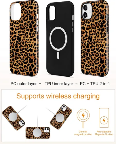 Vista 675 de Jusy Funda compatible con MagSafe con estampado de caparazón de tortuga marrón para iPhone 7/8/SE, cubierta protectora de TPU suave magnética