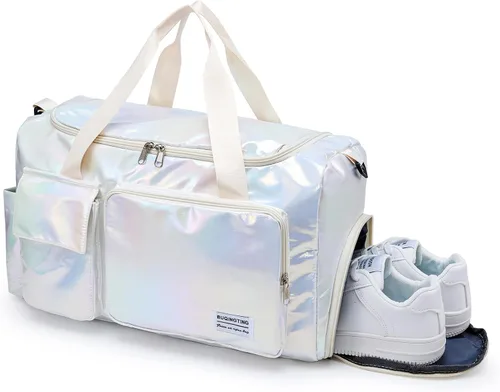 Vista 59 de Pequeña bolsa de gimnasio para mujer, bolsa de viaje con compartimento para zapatos